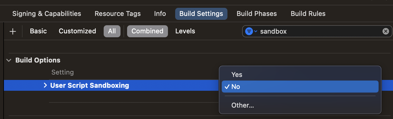 Build Settings