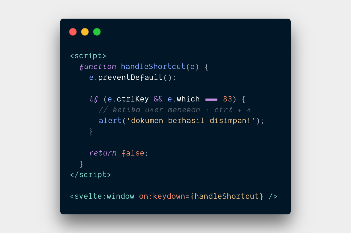 Contoh svelte:window